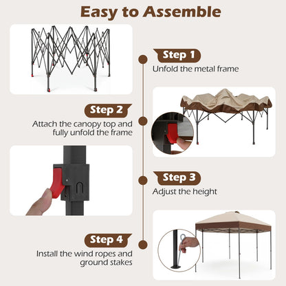 Pop up Garden Gazebo, 3.6 x 3.6m Height Adjustable Canopy Tent