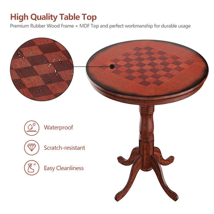 Wooden Pub Pedestal Dining Table with Stable Base and Spacious Tabletop