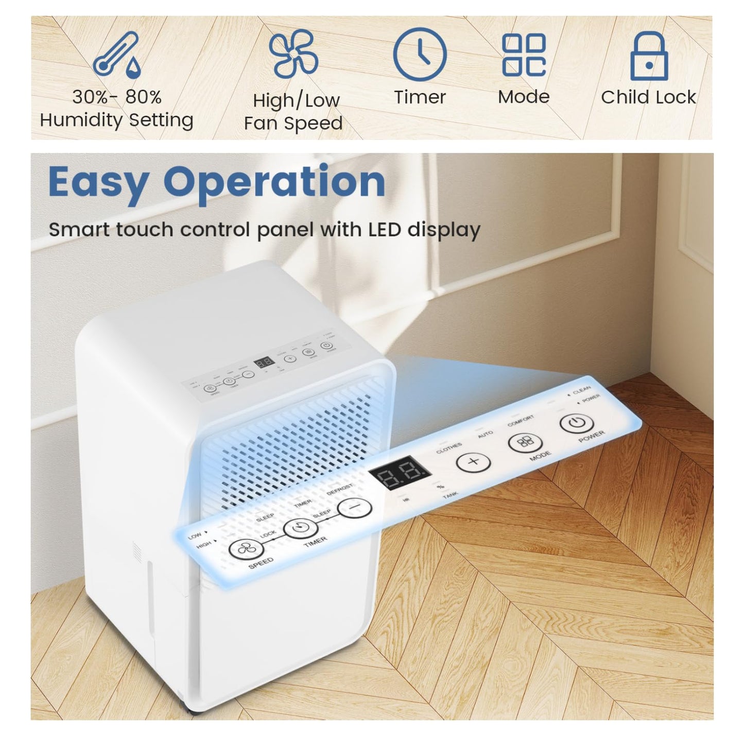 15 L Dehumidifier for Home with 4 Modes and 24H Timer