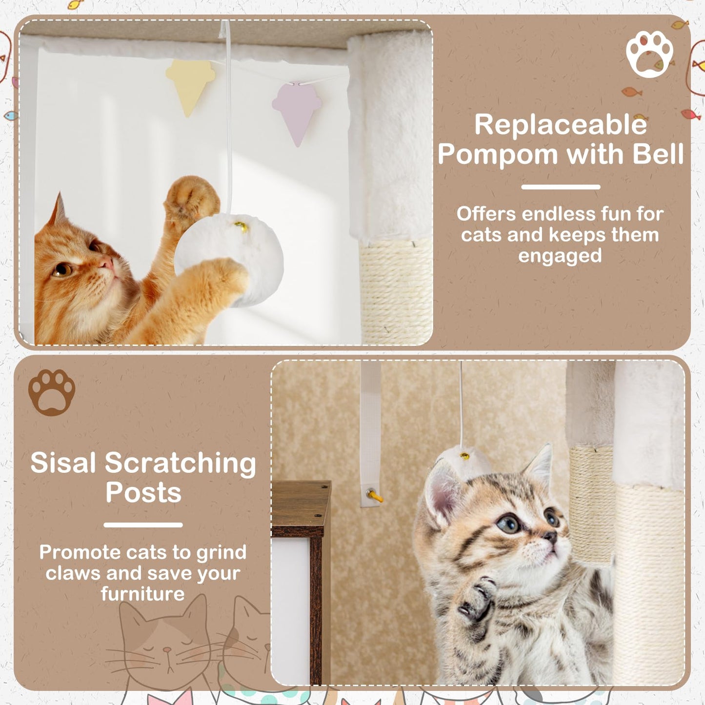 153cm Tall Cats Tower with Sisal Scratching Posts