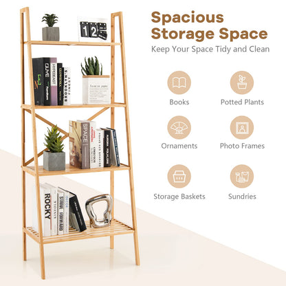 4 Tier Freestanding Bookcase with Anti Toppling Device for Living Room