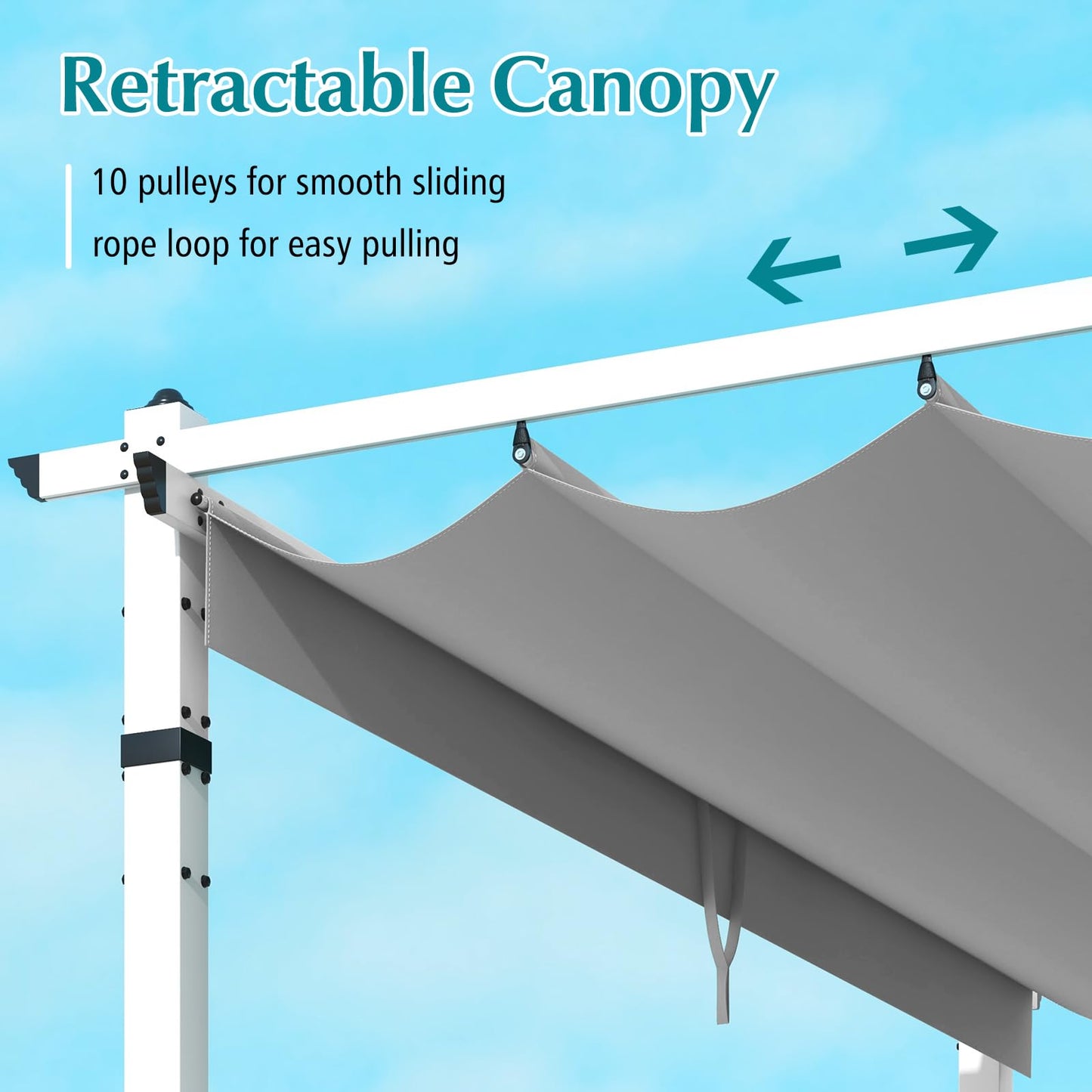 3.68 X 3.05m Metal Pergola with Retractable Roof, Large Garden Pergola