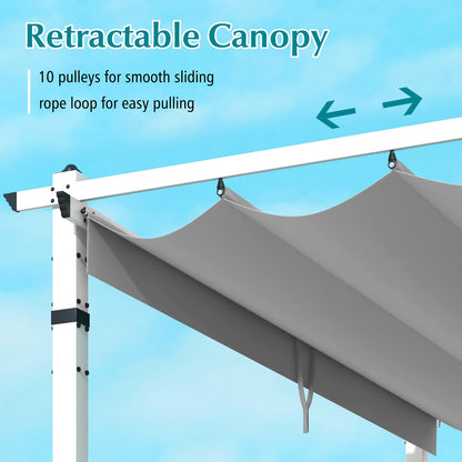 3.68 X 3.05m Metal Pergola with Retractable Roof, Large Garden Pergola