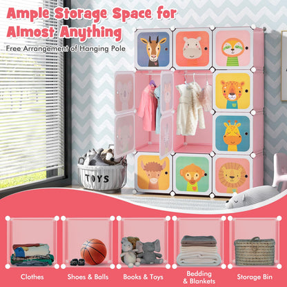 12 Cube Portable Kids Wardrobe with Hanging Section
