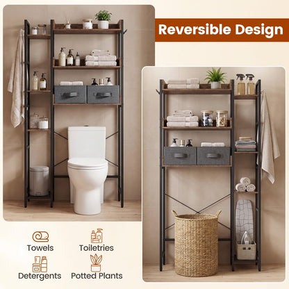 Over Toilet Storage Unit, Reversible Bathroom Shelf Space Saver