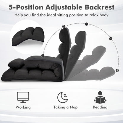 Folding Sofa Bed, 5-Position Adjustable Lazy Floor Sofa Chair Bed