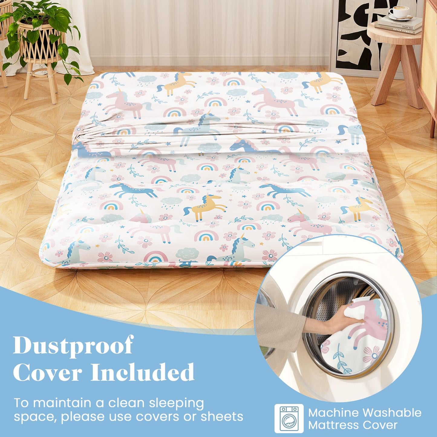 Japanese Floor Mattress with Washable Cover and Carry Bag