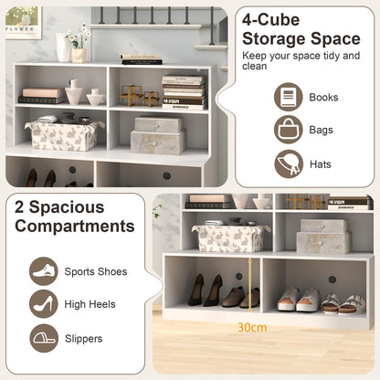 6 Compartments Wooden Shoe Rack Stand for Hallway