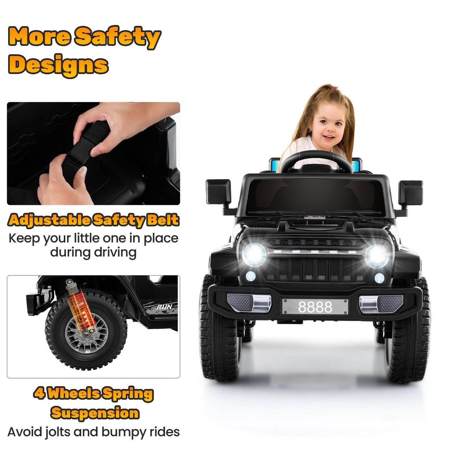 12V Kids Ride on Car with Soft Start and Battery Powered