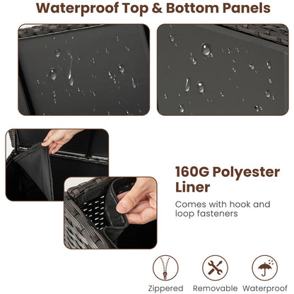 320L Waterproof Rattan Deck Box with Zippered Liner