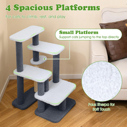 Cat Stairs, 2-in-1 Cat Tree Tower Pet Steps with Sisal Scratching Posts