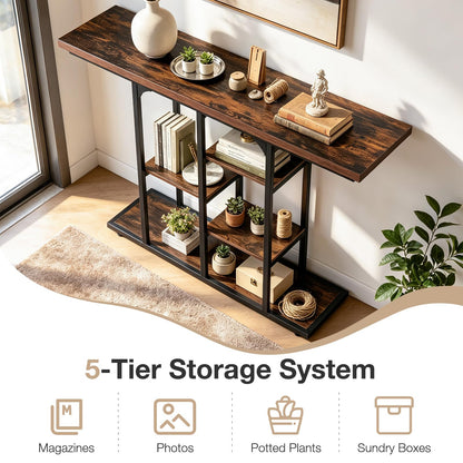 109 cm Console Table with Storage Shelves