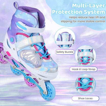 Kids Inline Skates for Boys & Girls, 4 Sizes Adjustable Blades Roller Skates