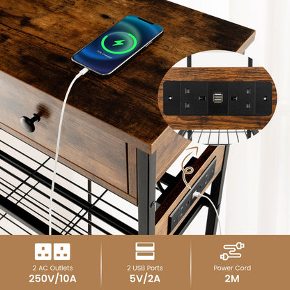 Entryway Narrow Console Table with Charging Station