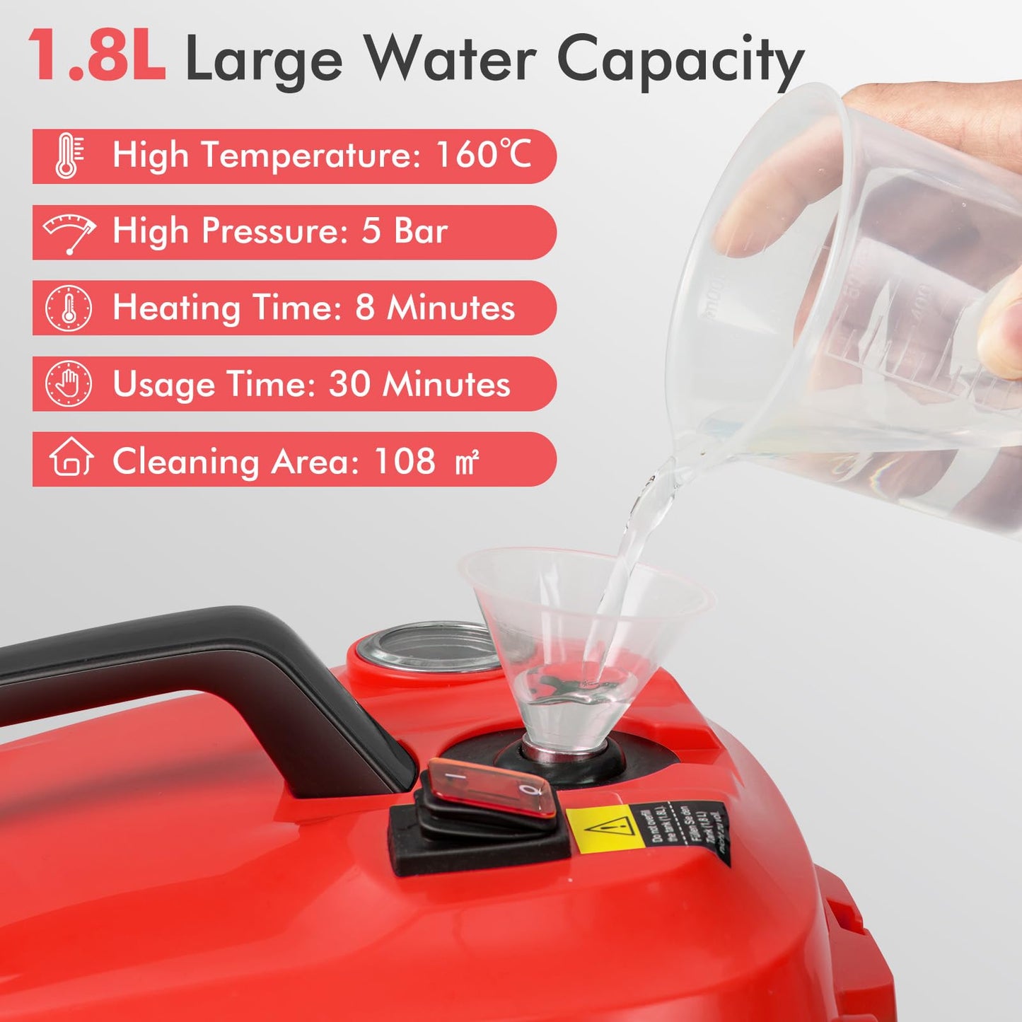 2000W 1.8L Multipurpose Adjustable Steam Cleaner with 13 Accessories