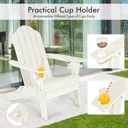 Weather Resistant Folding Adirondack Chair with Built-in Cup Holder