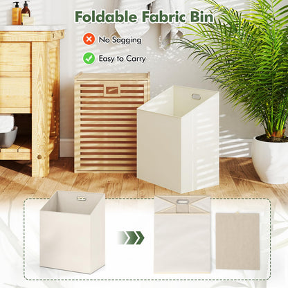 68 L Bamboo Tilt out Bathroom Laundry Hamper with Foldable Bin
