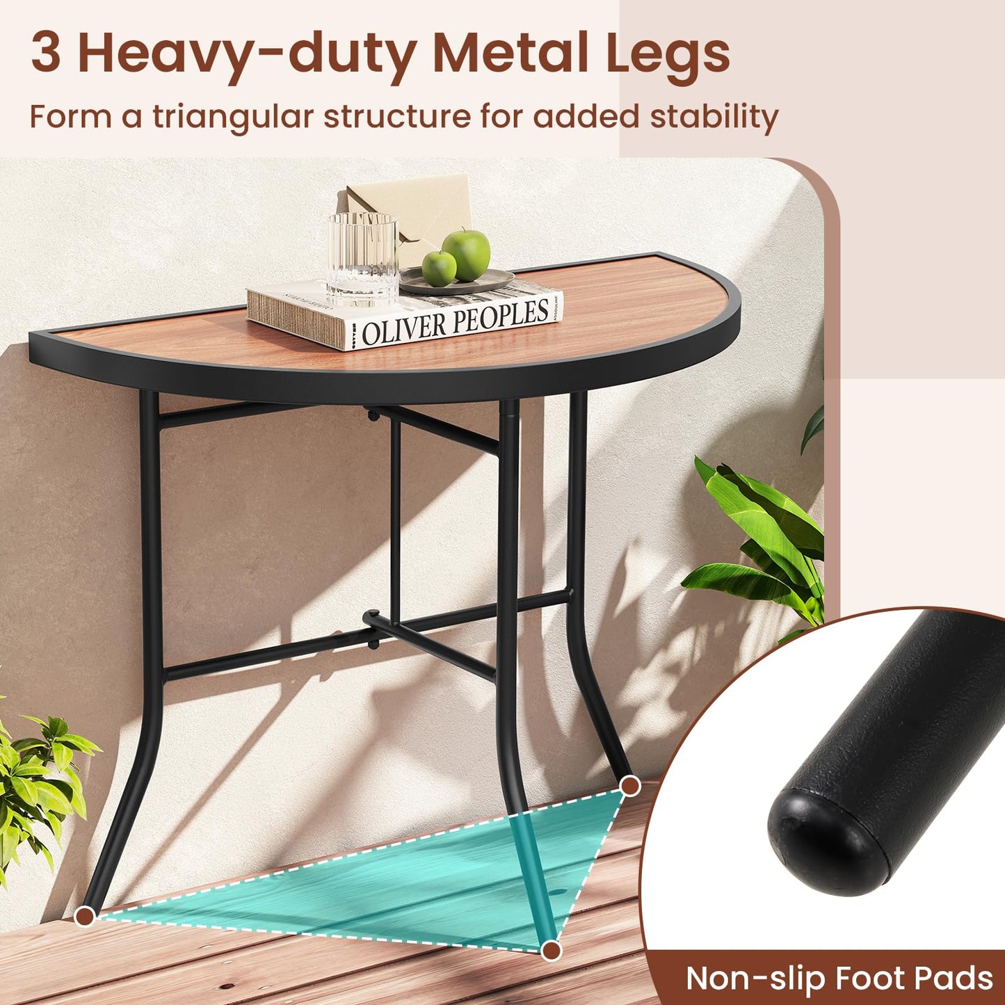 Half-Round Folding Event Table with Metal Frame