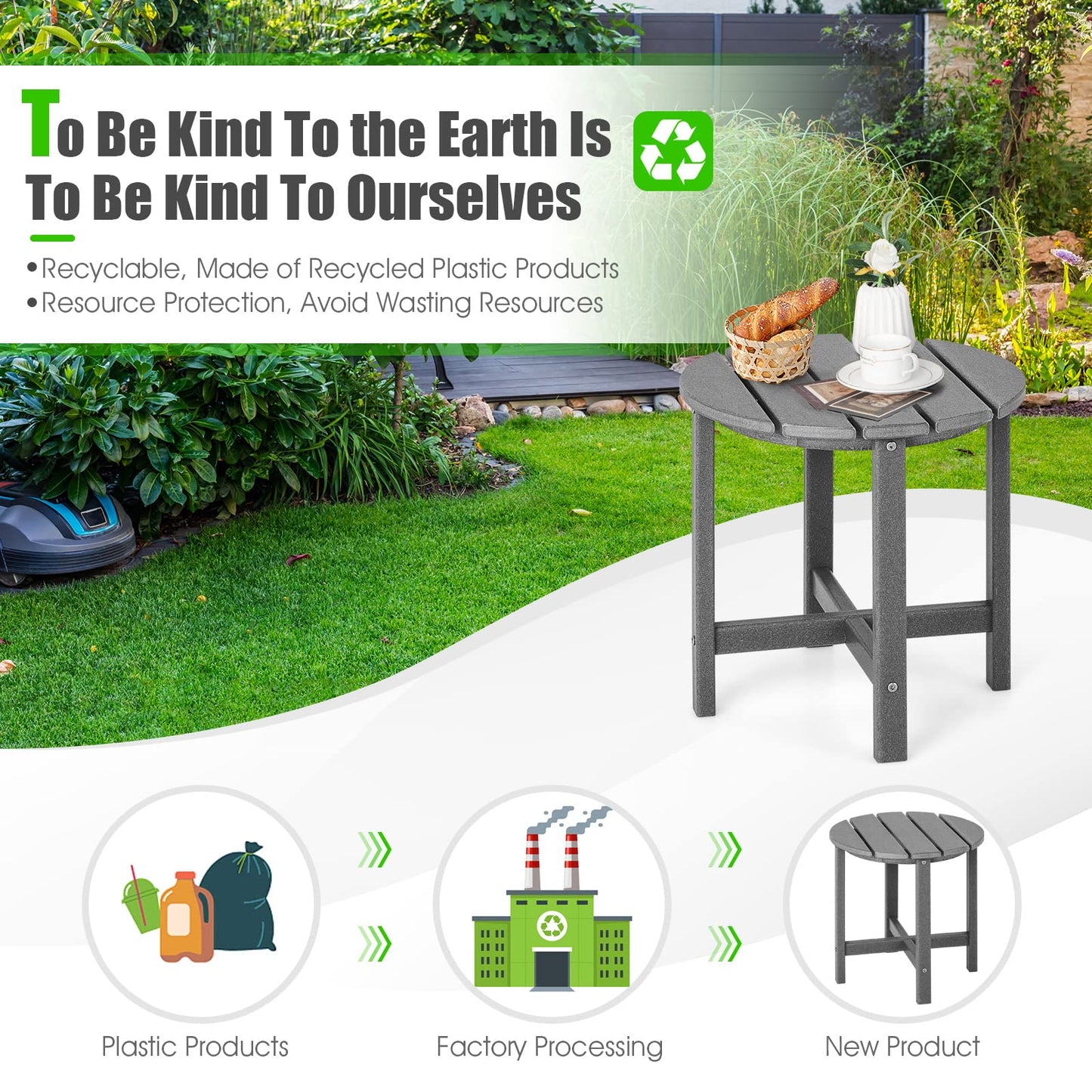 All Weather HDPE Adirondack Table Garden Round Coffee Table