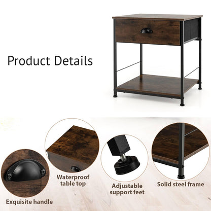 2-tier Nightstand Bedside End Sofa Coffee Table for Bedroom Living Room