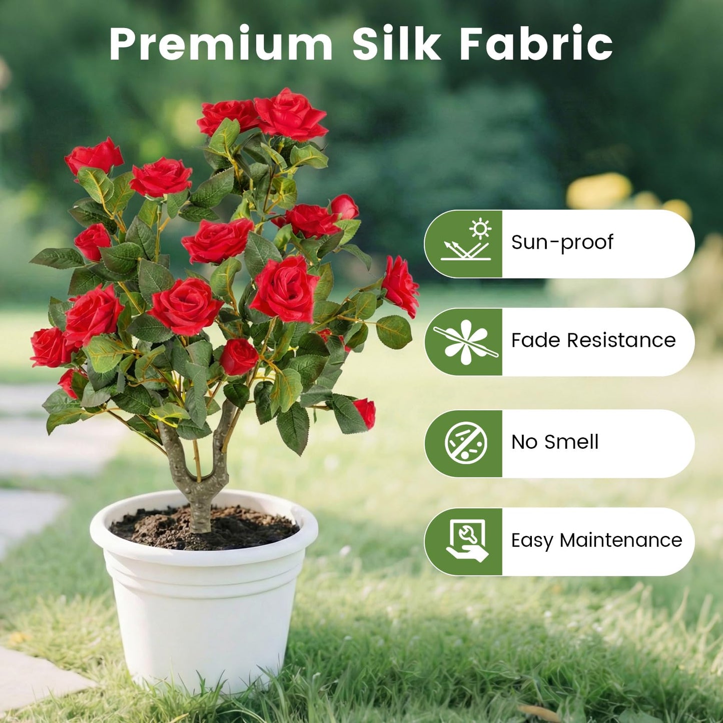 Artificial Flower Tree Set of 2, Fake Shrub Plants with Spikes