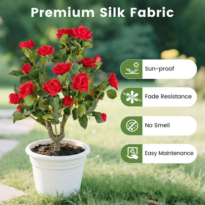 Artificial Flower Tree Set of 2, Fake Shrub Plants with Spikes