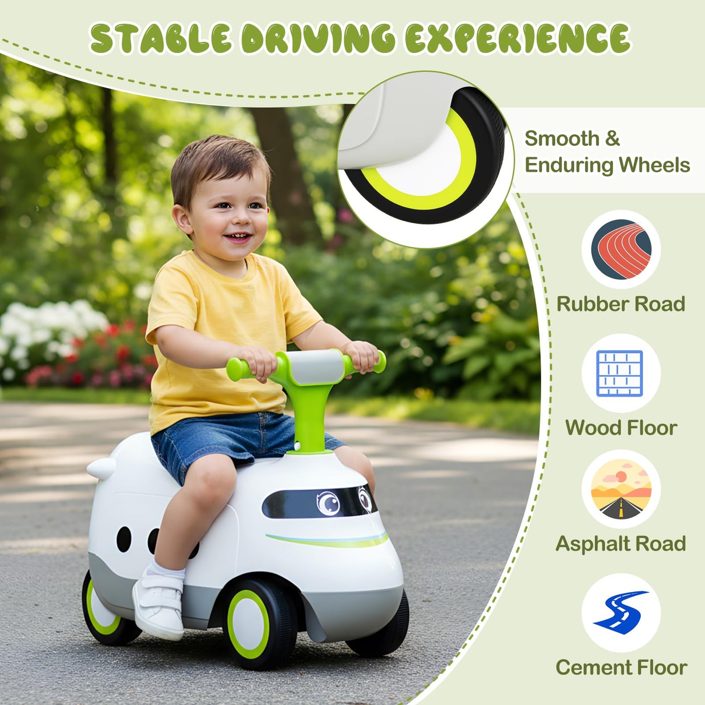 Ride on Push Car for Toddlers Sit to Stand Car with Horn and Storage