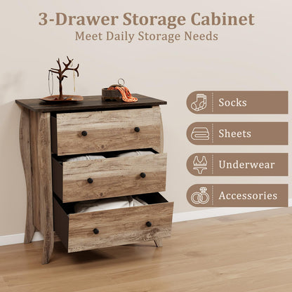 Closet Storage Organizer with 3 Folding Fabric Drawers and Anti-tipping Kit