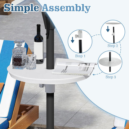 Outdoor Umbrella Table, Adjustable Round Parasol Table Cup Holder