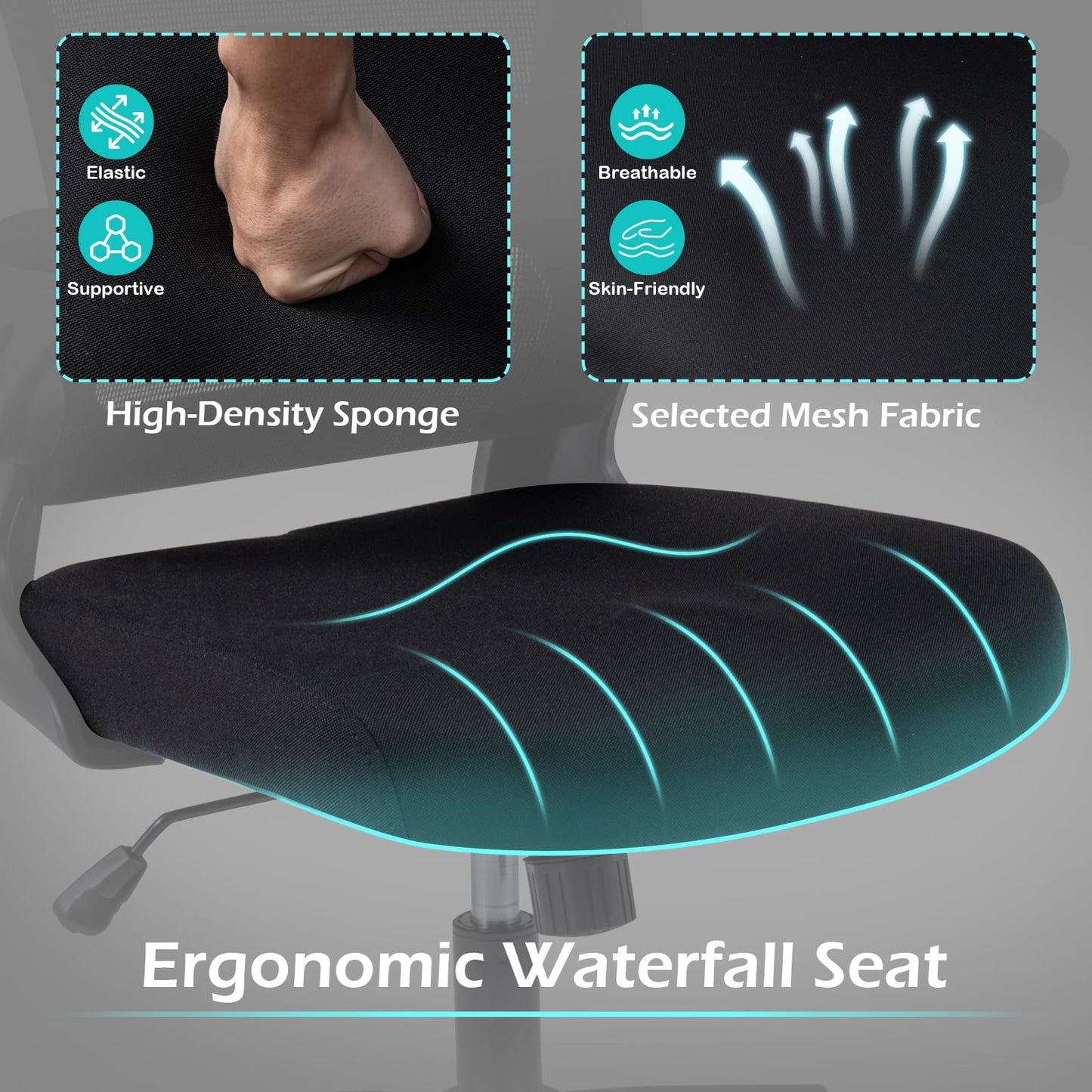 Ergonomic Mesh Office Chair with 3D Headrest and Adjustable Lumbar
