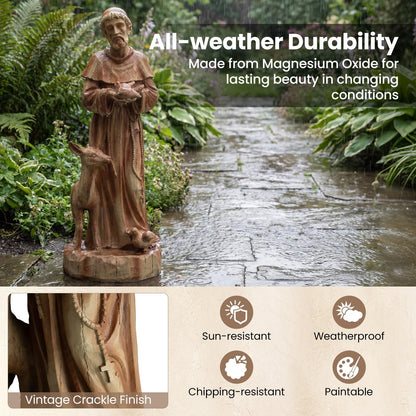 Garden Statue, Tall Virgin Mary/St. Francis Statue, Indoor Outdoor Religious Sculpture Art Decoration