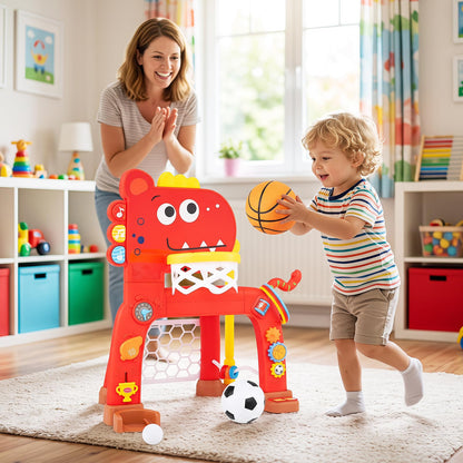 Dinosaur Toddler Basketball Hoop and Soccer Ball Activity Center