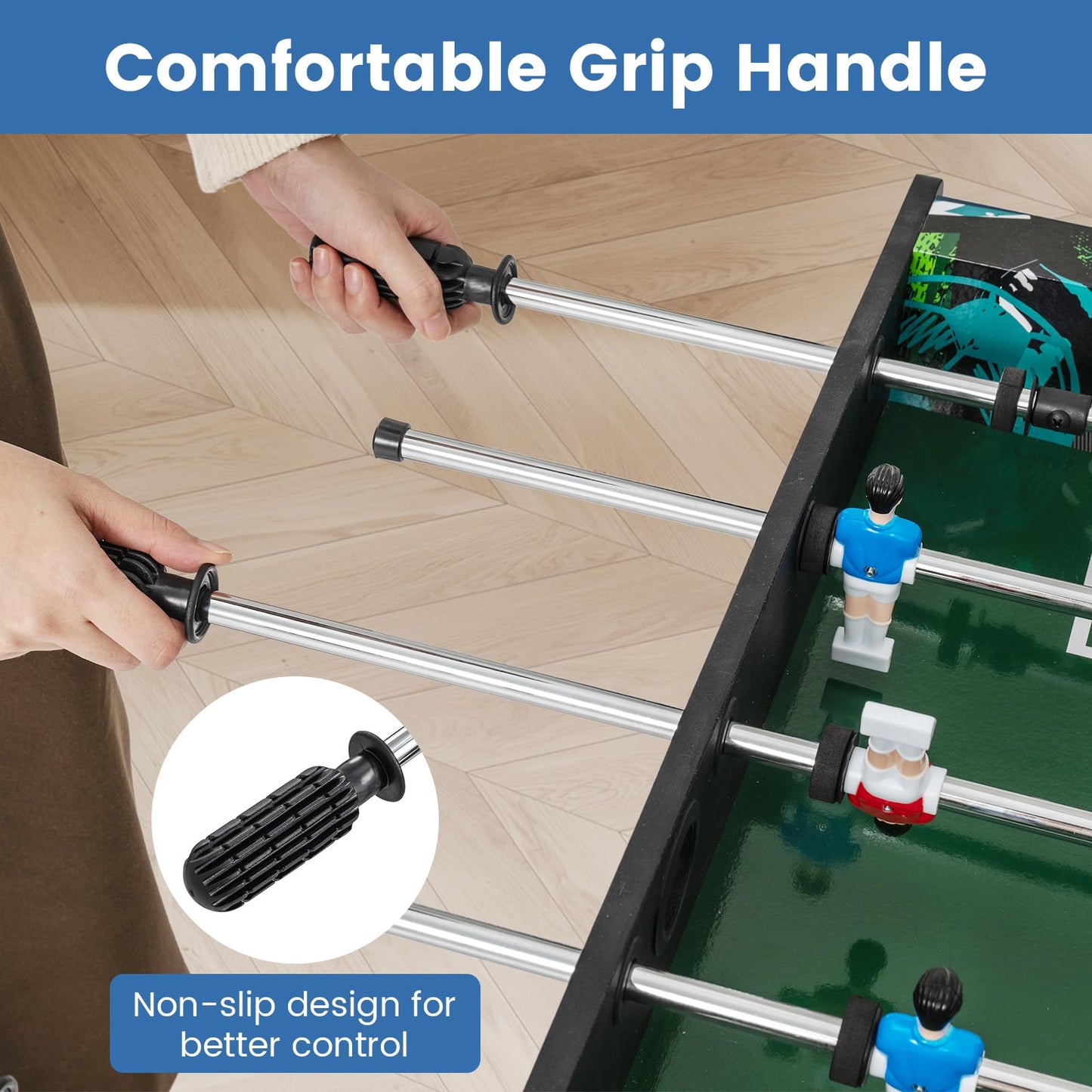 3ft Football Table, 2-in-1 Foosball Game Table with Detachable Legs & 2 Balls