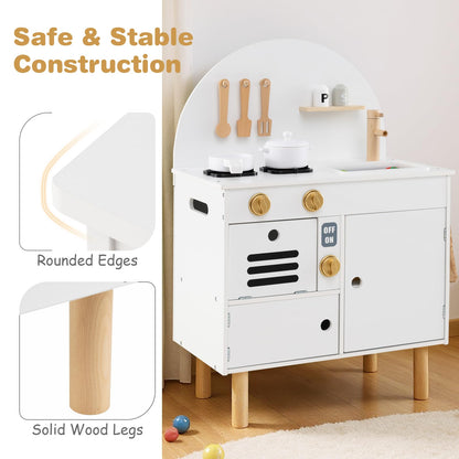 Play Kitchen for Kids Wooden Kitchen Playset with Stoves Faucet