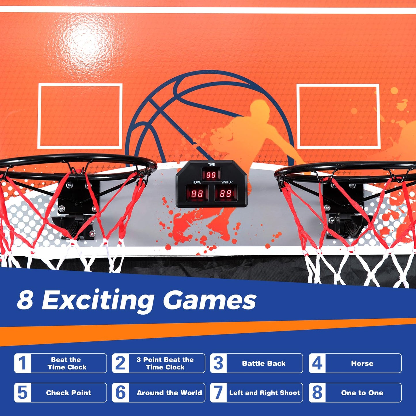 Kids Basketball Hoop Machine with 8 Exciting Playing Modes