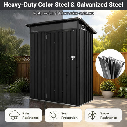 5 x 3FT Metal Garden Storage Shed with PC Panel & Lockable Door