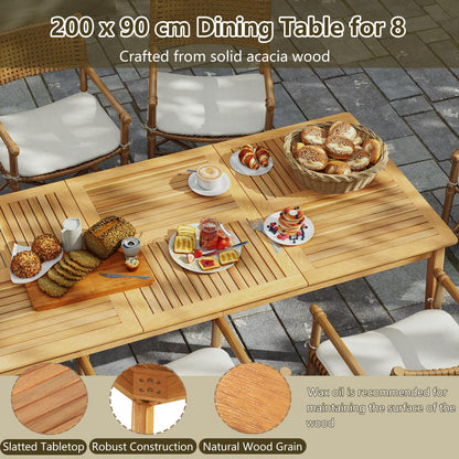 Outdoor Dining Table with Umbrella Hole for Balcony Backyard Deck Lawn