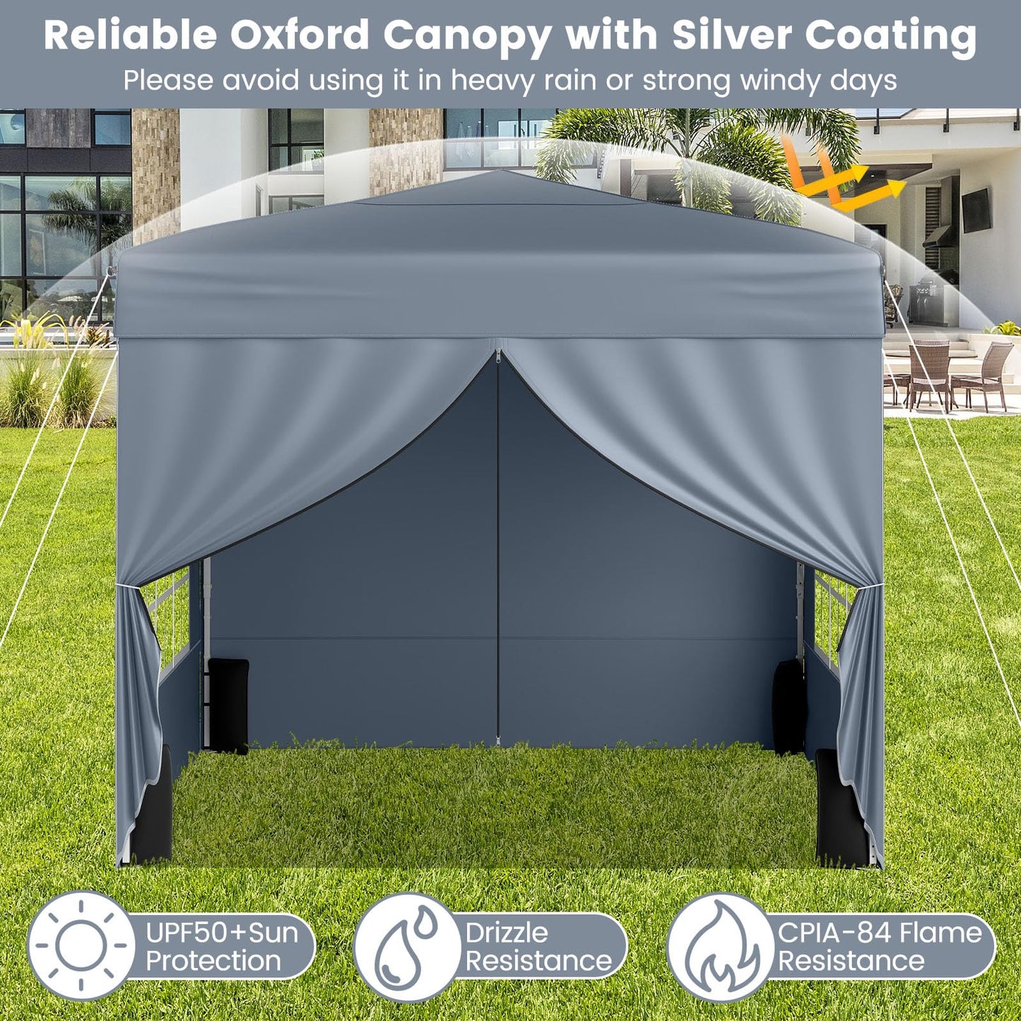 Pop up Gazebo, Outdoor Canopy Tent with 4 Removable Sidewall
