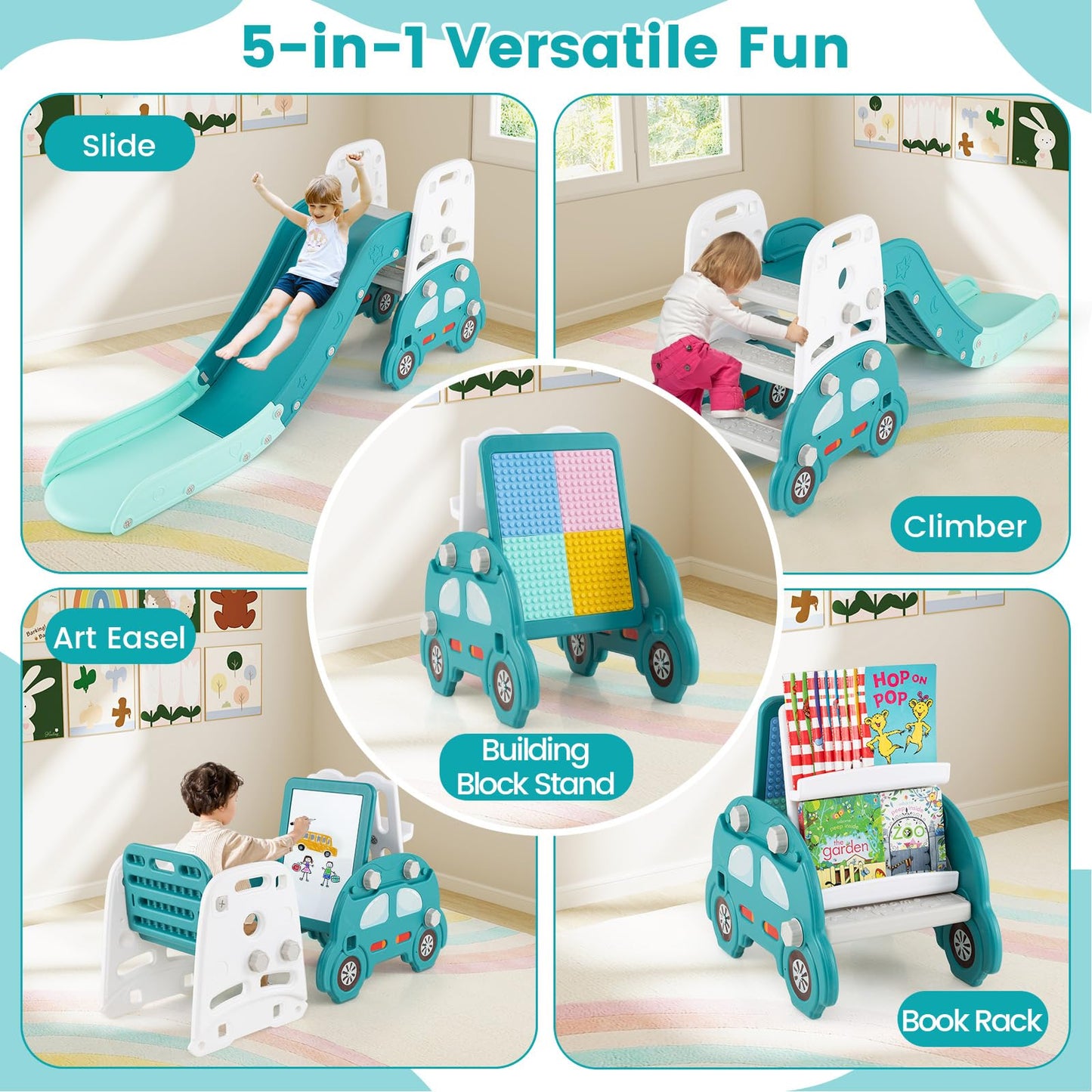 5 in 1 Convertible Kids Art Easel with Double-Sided Magnetic Dry Erase