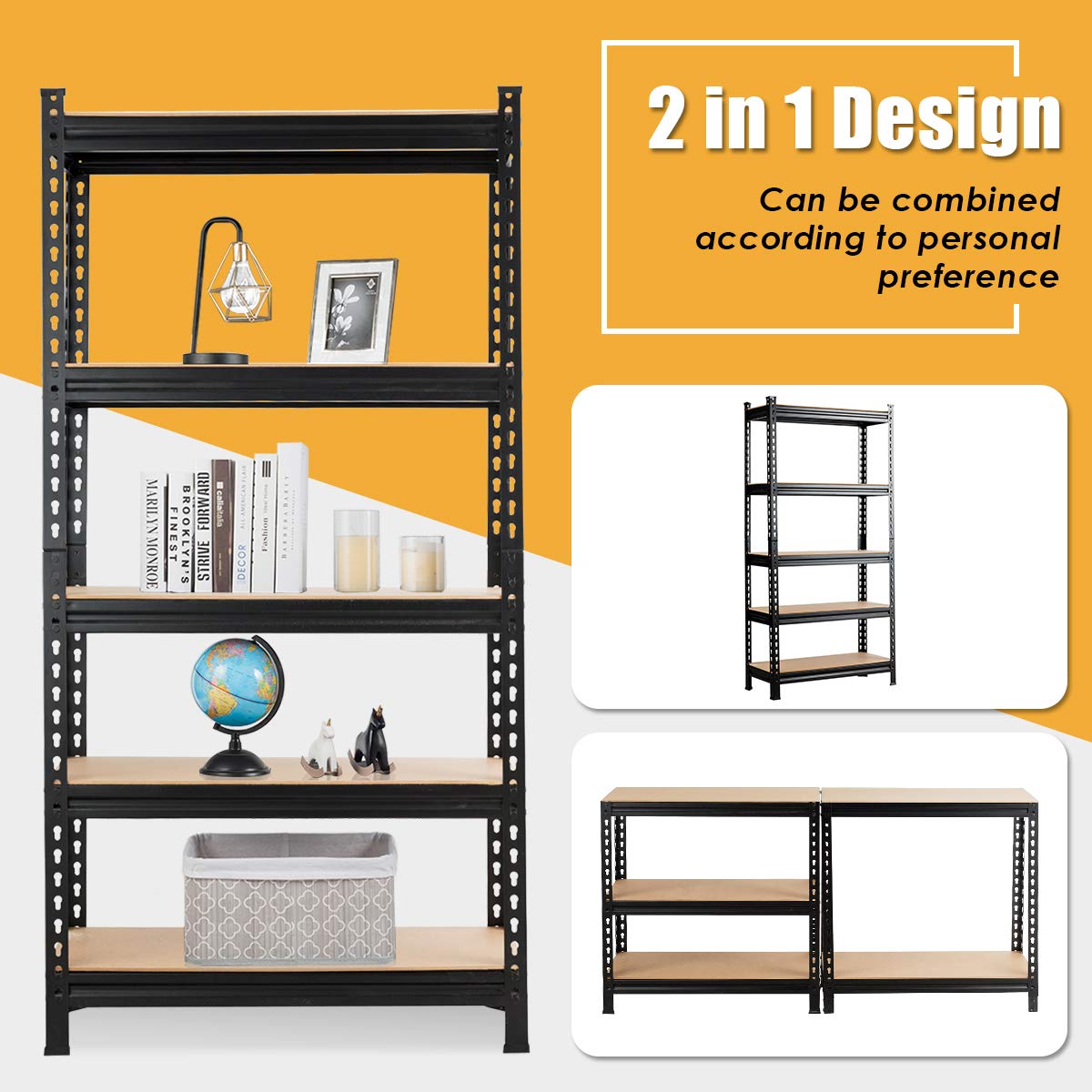 5-Tier Storage Rack with Adjustable Boards