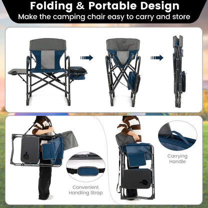 Oversized Camping Chairs with Side Table for Lawn Picnic Hiking Fishing