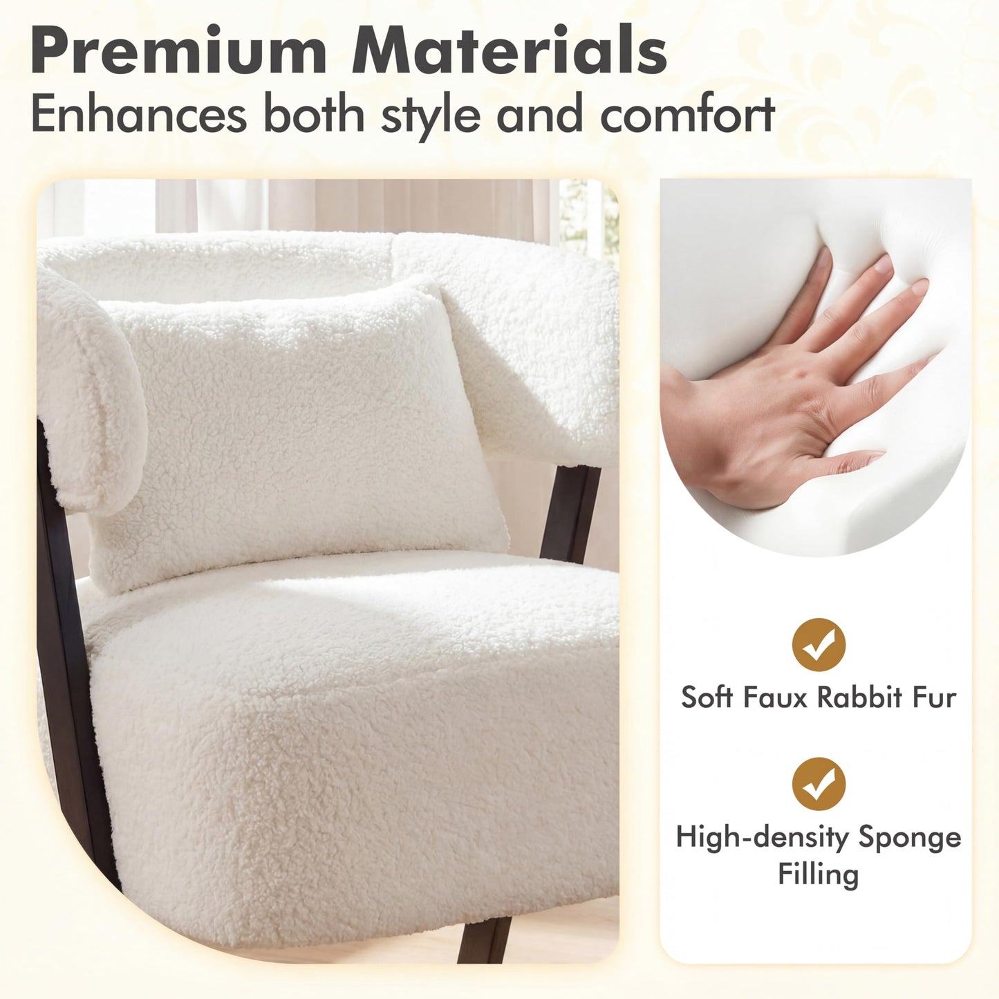 Barrel Accent Chair Upholstered Armchair with Lumbar Pillow