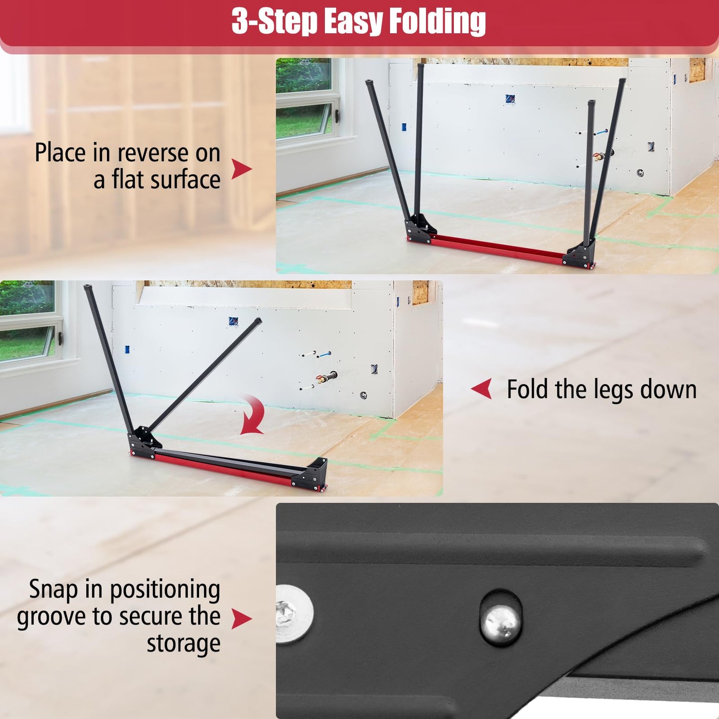 2 Pack Portable Saw Horse Work Table with Quick Open Legs and Support Arms