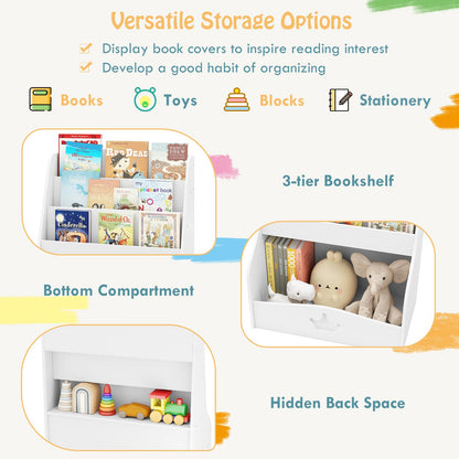 4 Tier Wooden Kids Bookshelf Bookcase Toy Storage Organizer