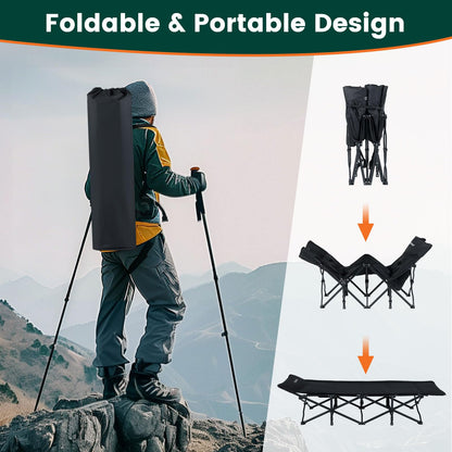 Foldable Camping Cot for Adults Heavy Duty Sleeping Bed with Slanted Headrest