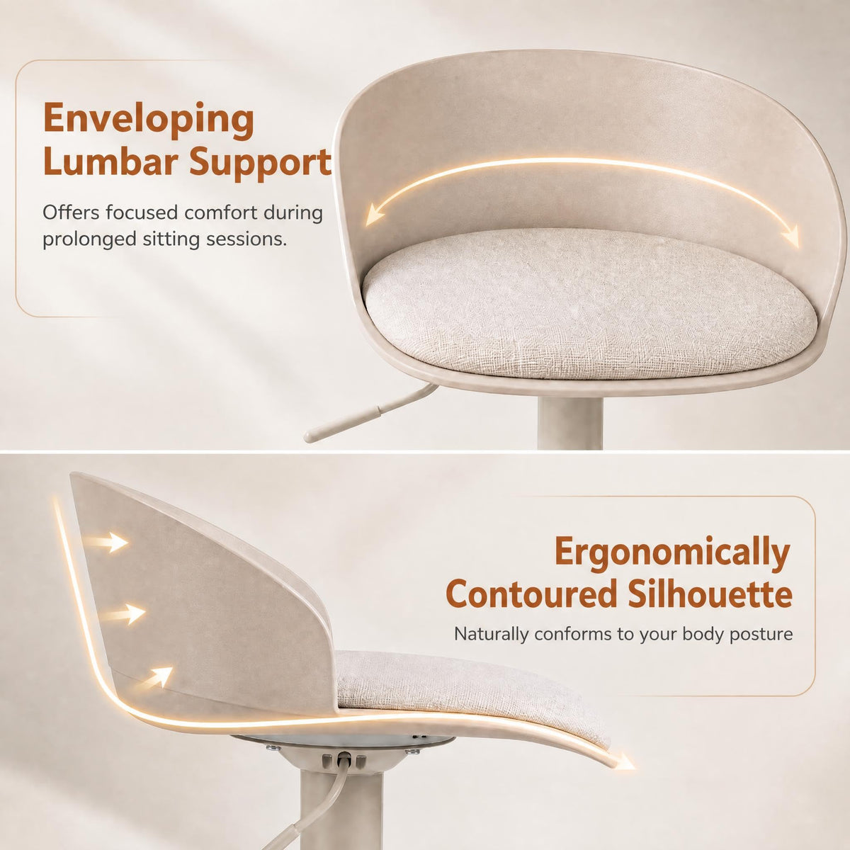 Swivel Bar Stools with Linen Seat