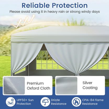 3m x 6m Pop Up Gazebo, Outdoor Garden Shelter with 6 Sidewalls and Carrying Bag