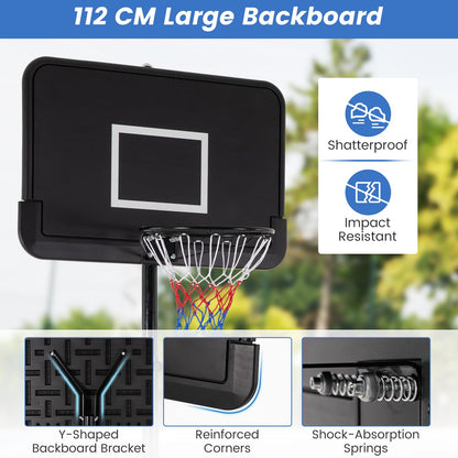 Professional Basketball Goal System with 44 Inch Shatterproof Backboard and Wheels