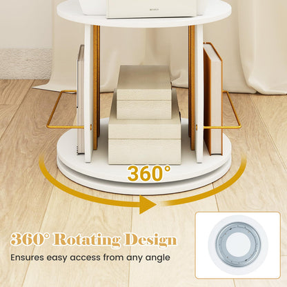 2-Tier Rotating Bookshelf Tower with Display Stands