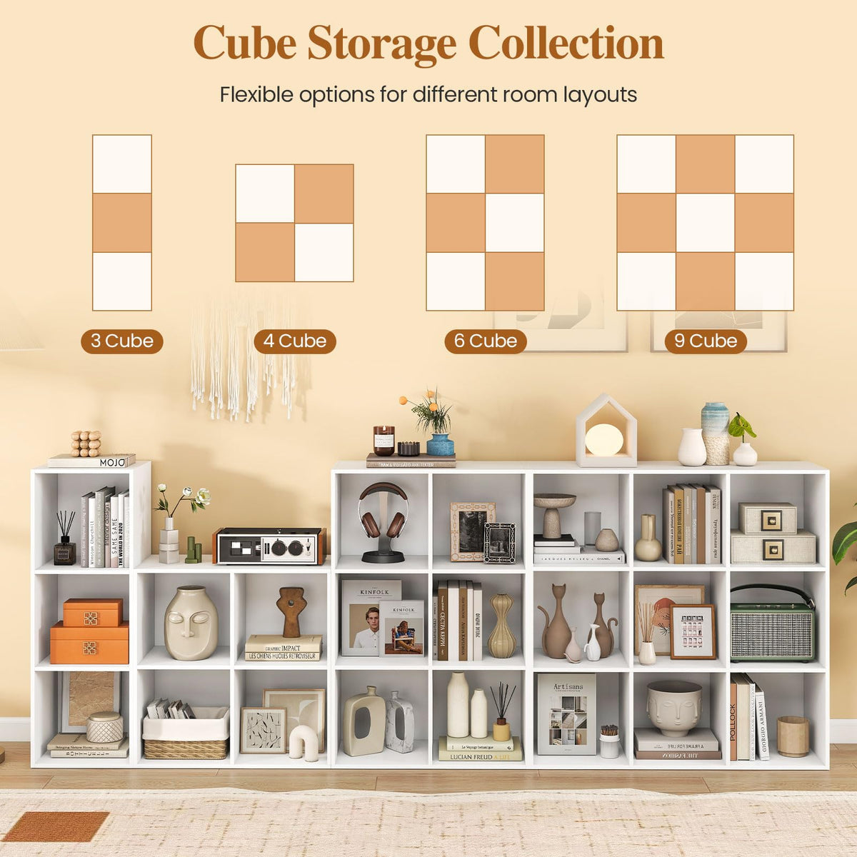 3/4/6/9-cube Bookcase, Space-Saving